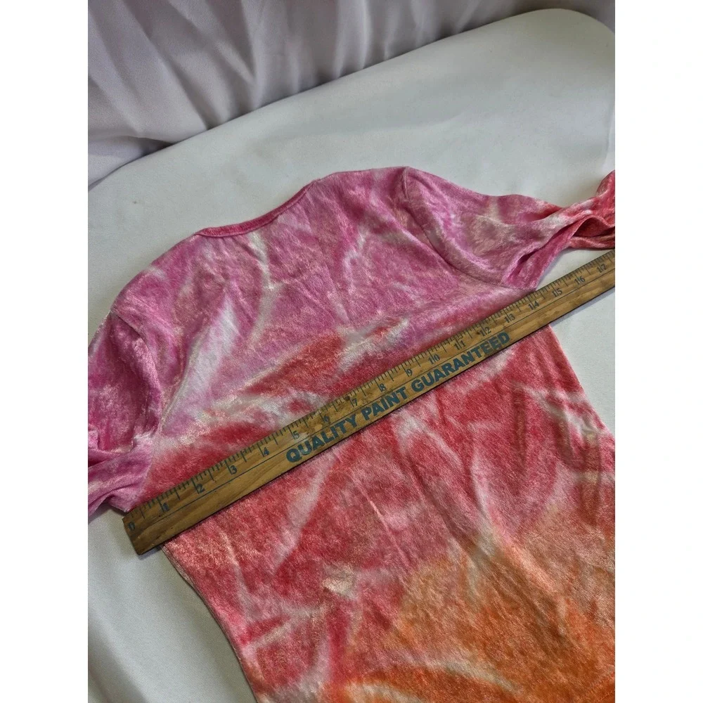 Nextera Kids Pink Orange Tie Dye Butterfly Baby Tee Crushed Velvet Long Sleeve M